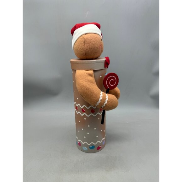 Jetmax Gingerbread Man Decorative Christmas Container With Santa Hat 16" READ - Picture 2 of 10